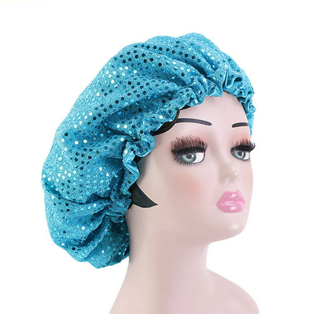 Women Muslim Turban Sleep Hat Bonnet Hat Sequins Headscarf Head Cover Night Cap